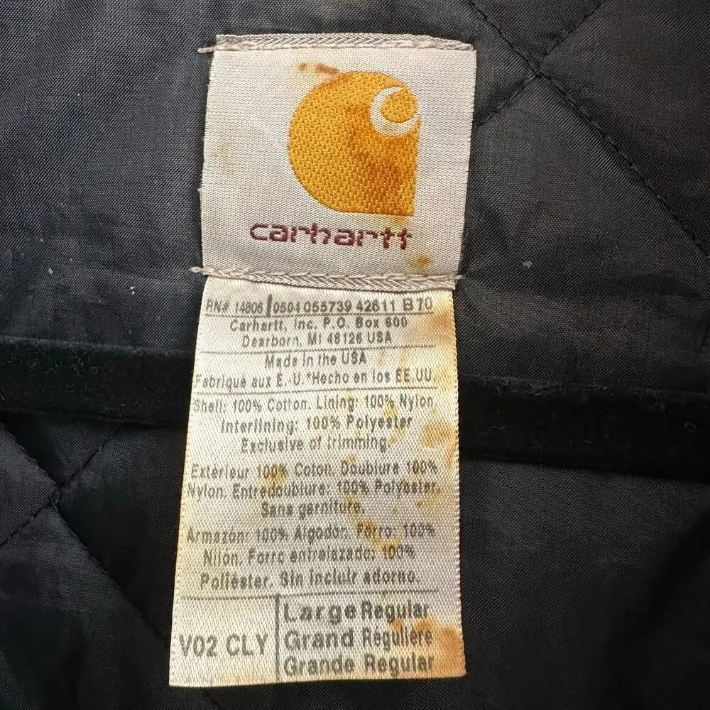 Vintage Carhartt Clay Red Quilted Duck Canvas Workwear Vest Men's Large V02 CLY